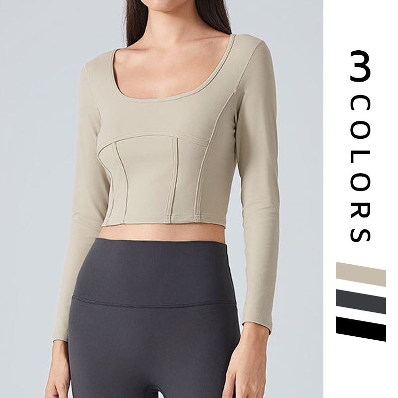 Slimming long sleeved sports Crop top