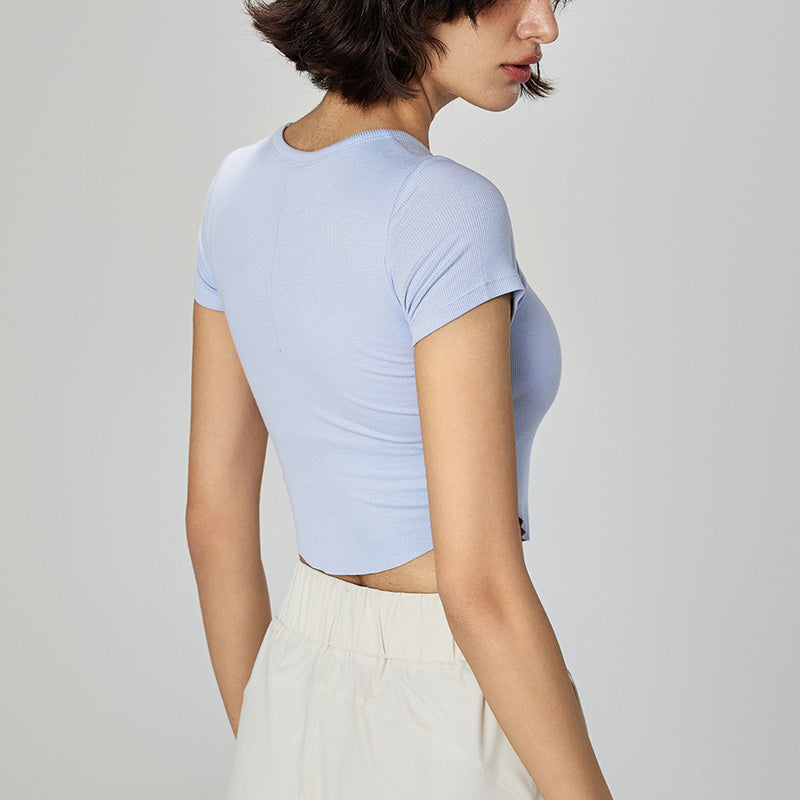 Detachable chest pads casuals short-sleeved top