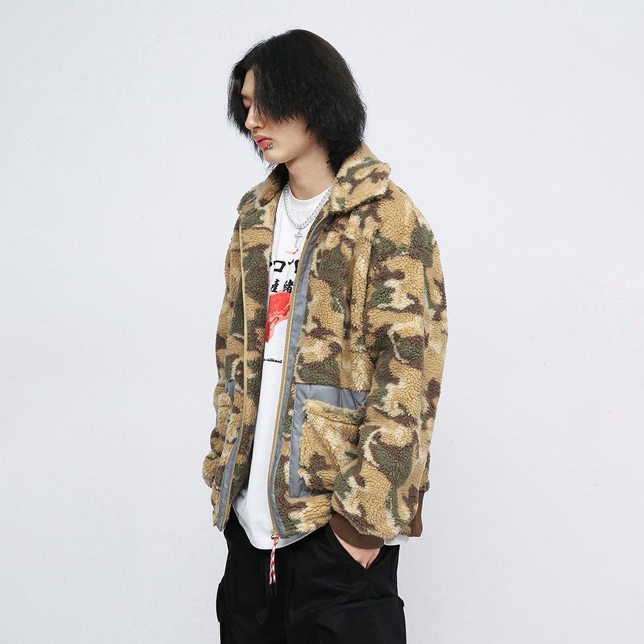 Camouflage plush thickened jacket