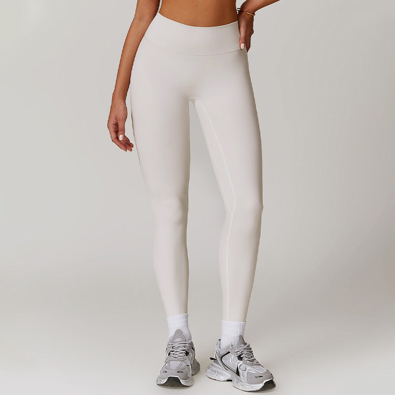 Solid high-waisted hip-lifting athletic leggings