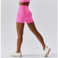 Solid color high-waisted sports shorts