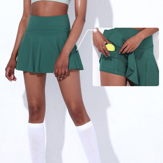 Fake 2-piece pleated tennis pocket short skirt culottes