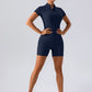 Sports zipper short-sleeved yoga jumpsuits