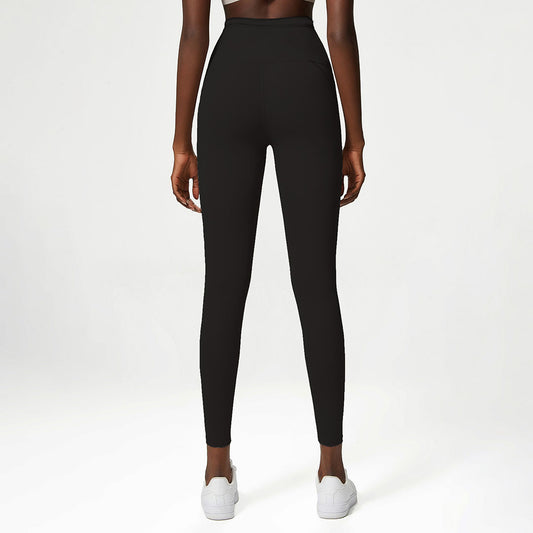 Solid color anti-curl high-waist yoga pants