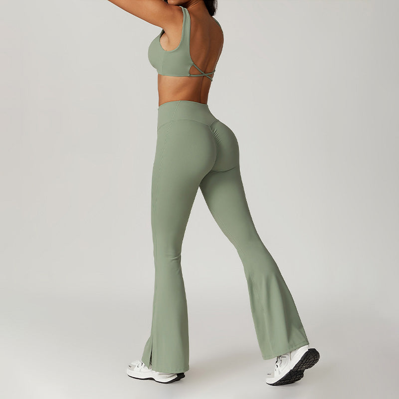 Quick Dry Sports Bra + Flared Leg Pant 2-piece set