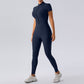 Short-sleeved fitness sports tight Jumpsuits