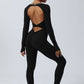 Quick-drying backless long sleeves tight Jumpsuits