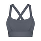 Solid back cross-buckle sports bra