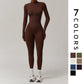 Nude Quick-Dry Stand Collar Zipper Fitness Jumpsuits