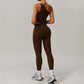 Quick-dry one shoulder sports top + High waist leggings 2 pieces set