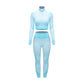 Long-sleeved top + sports bra + Legges three-piece set