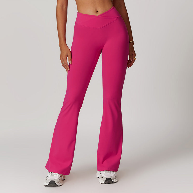 Brushed Cross High Waist Fitness Wide Leg Pants