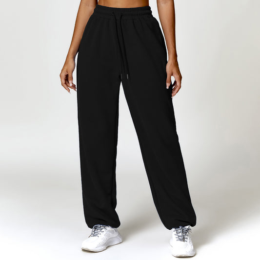 Solid drawstring jogging pants