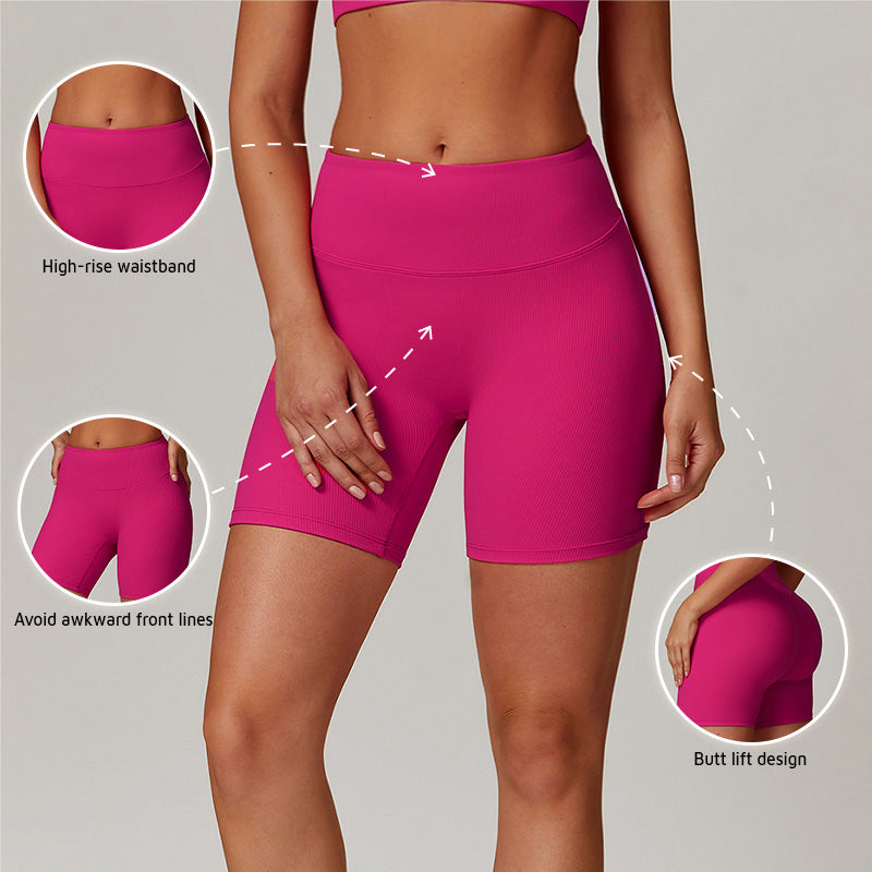 Quick-Dry High-Waist Thread Butt Lift Sports Shorts