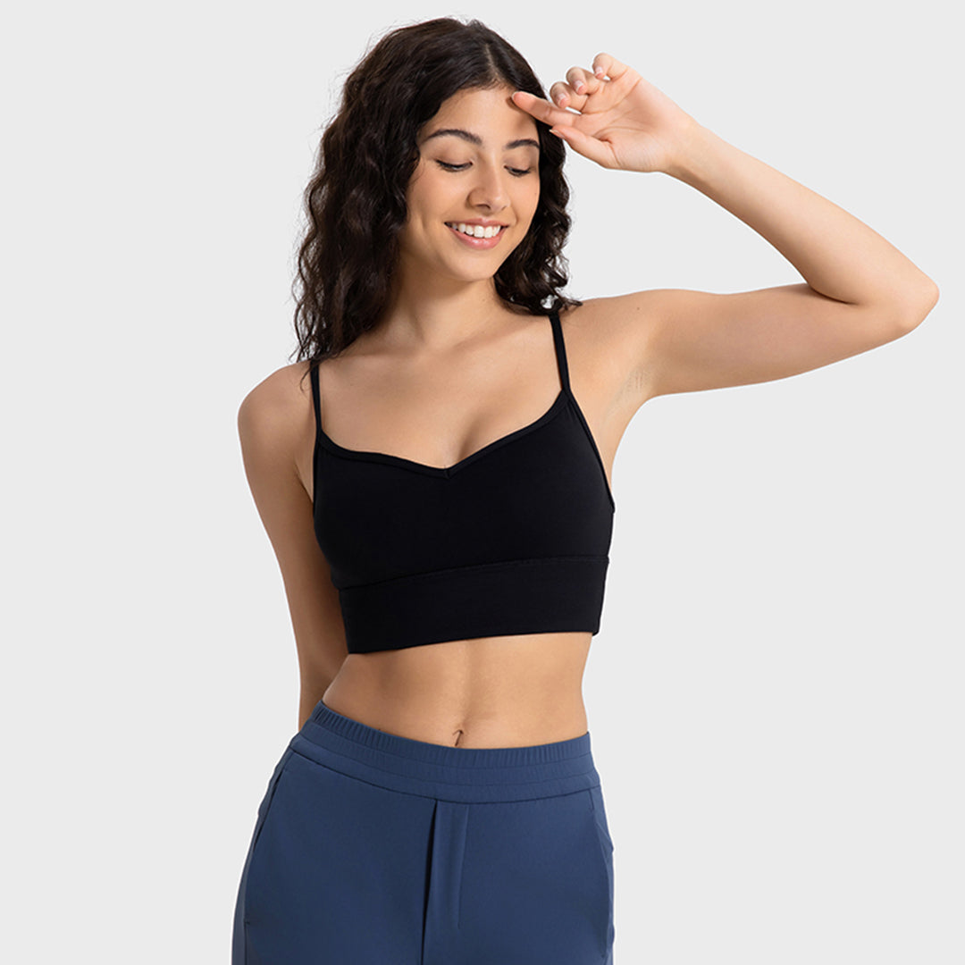 Moisture-wicking V-neck sports bras