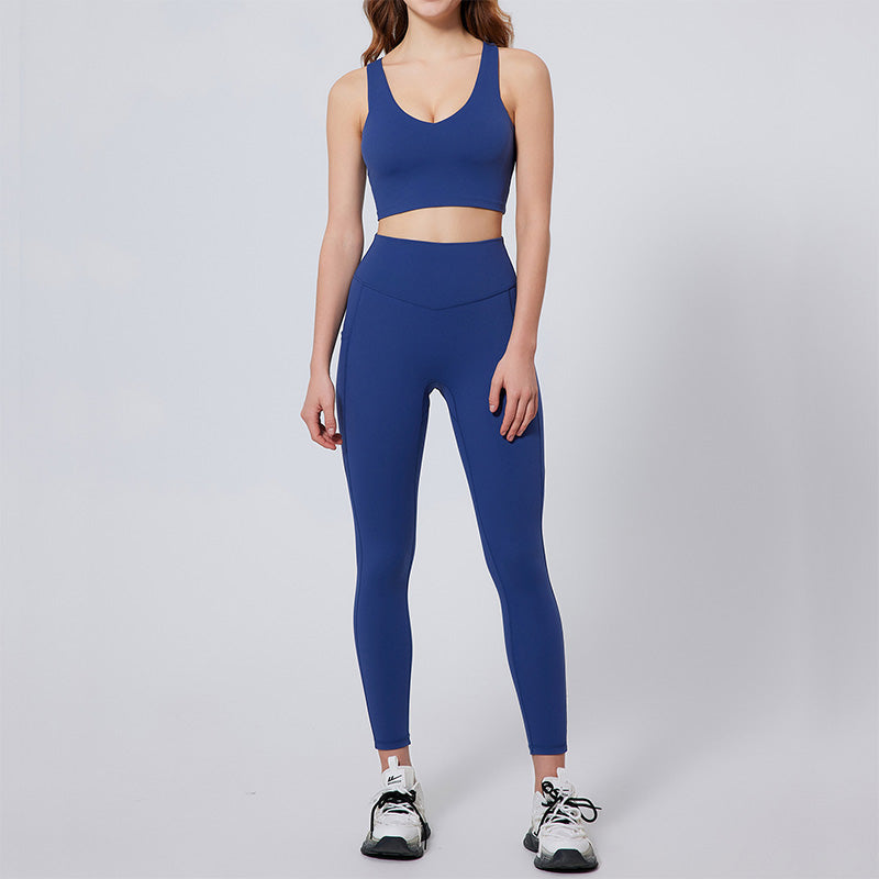 Ultra-soft High-waisted Pockets Gym Bra & Sports Leggings Sets