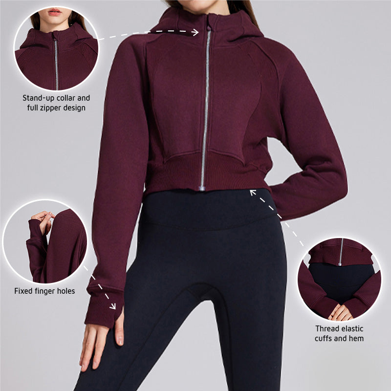 Thick and warm full zipper sports hooded jacket