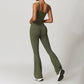 Tight fitting quick drying flared leg yoga jumpsuit