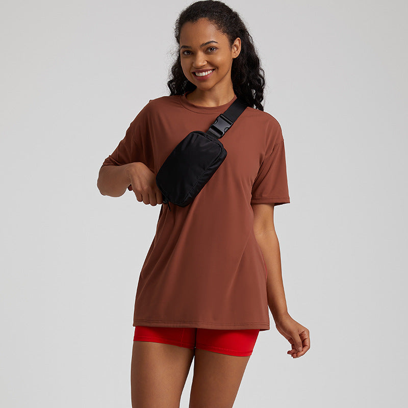 Solid color high stretch short-sleeved sports top