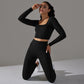 Seamless long-sleeved top &  leggings 2-piece set