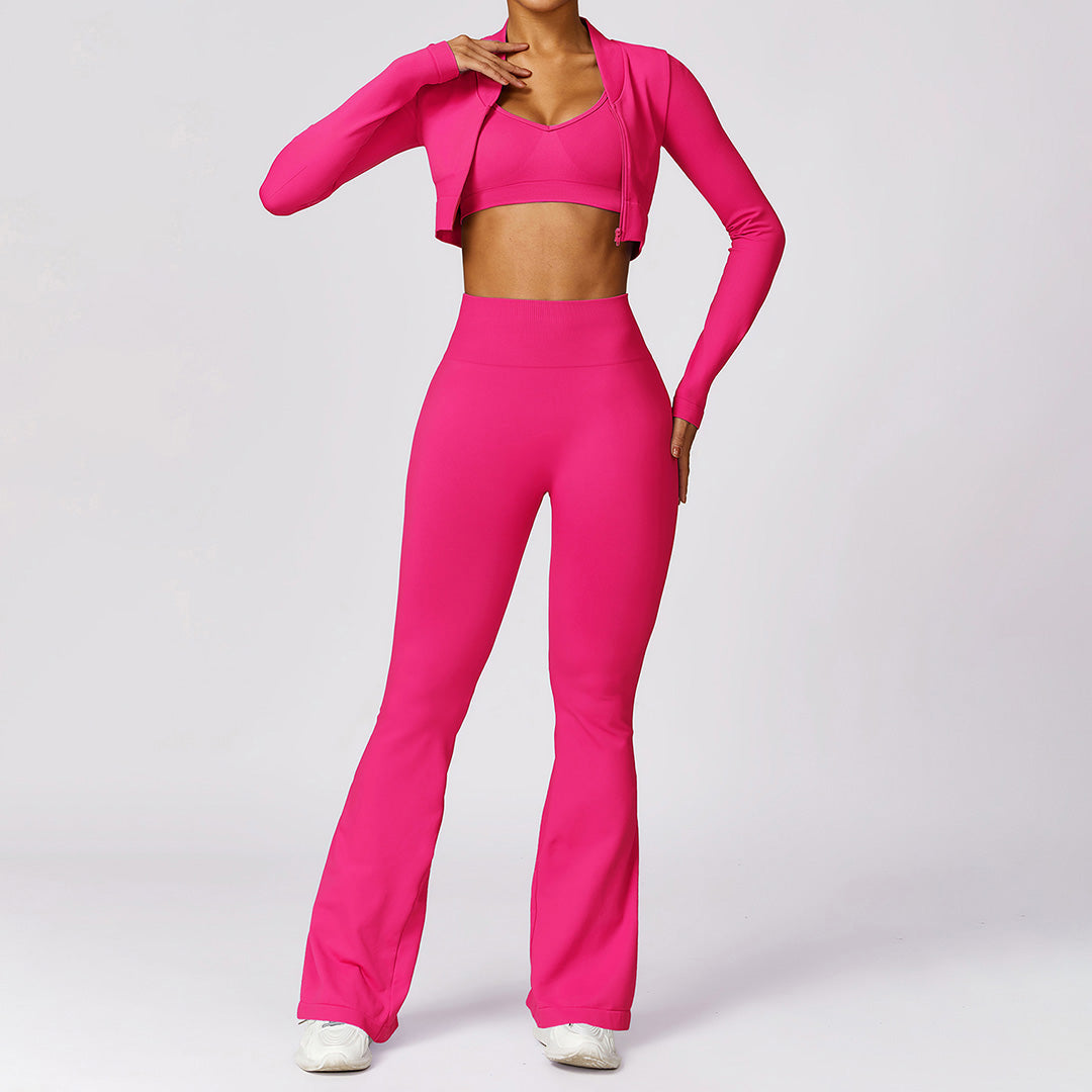 Fitness sports tops & pants & bra 3 piece sets