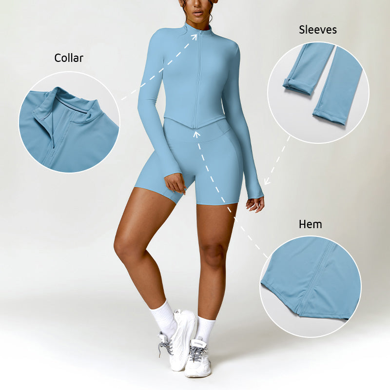 Quick-drying jacket & shorts 2pcs yoga set