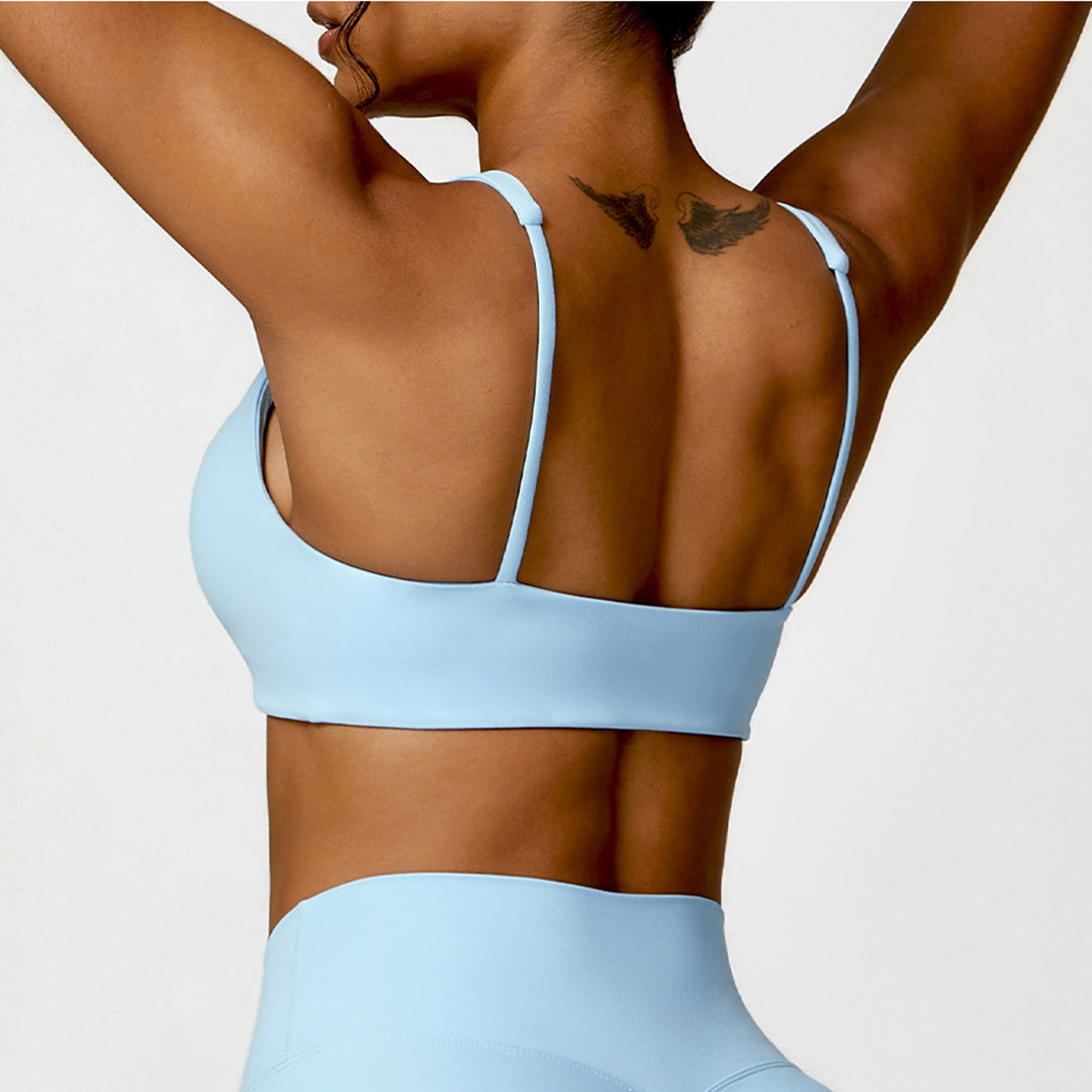 Solid color straight back sports bra