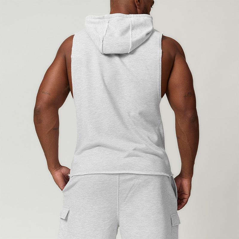 Men's hooded sports casual fitness sleeveless sweatshirt