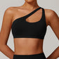 Seamless one shoulder Hollow out Fitness Bra