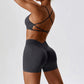 Seamless back cross training bra shorts 2 piece set