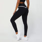 Contrasted Color cross V-waist tight sports leggings