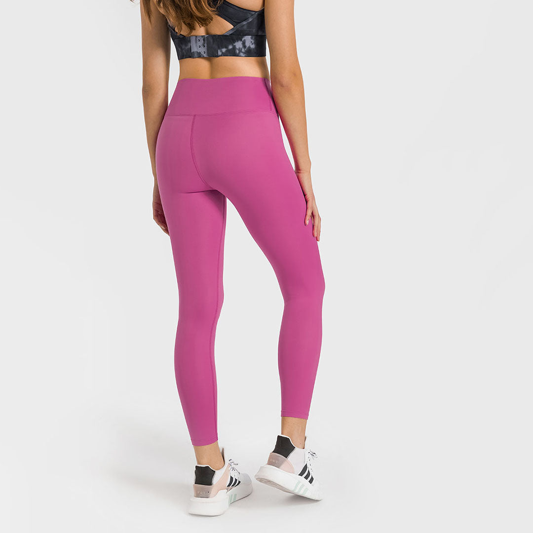 Legging de yoga extensible brossé de couleur unie