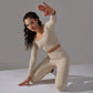 Seamless long-sleeved top &  leggings 2-piece set