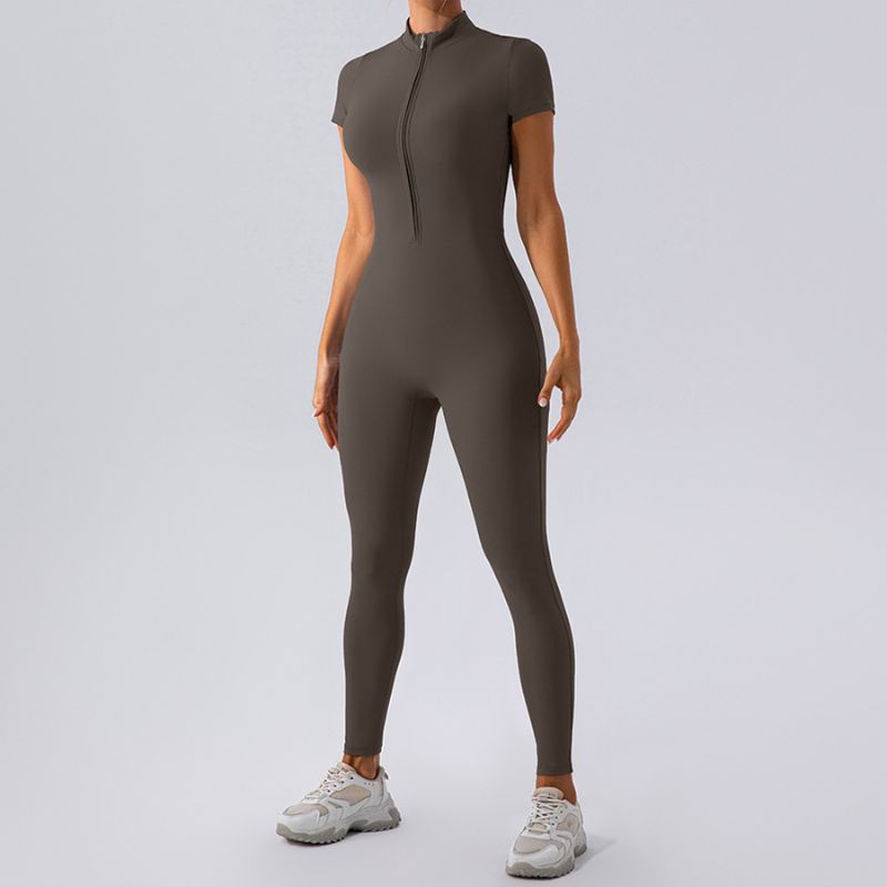 Short-sleeved fitness sports tight Jumpsuits