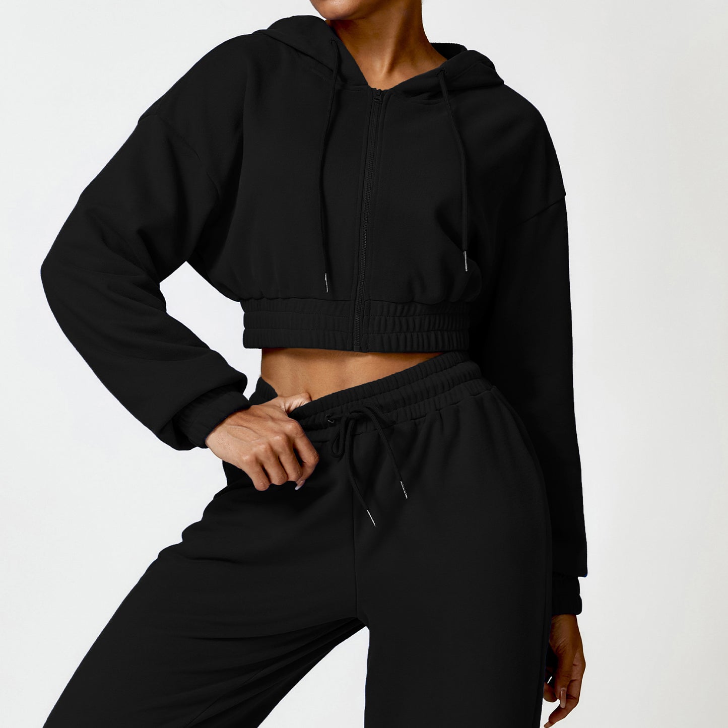 Cropped drawstring sweatshirt