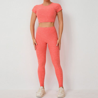 New crossover tight running two-piece sports set