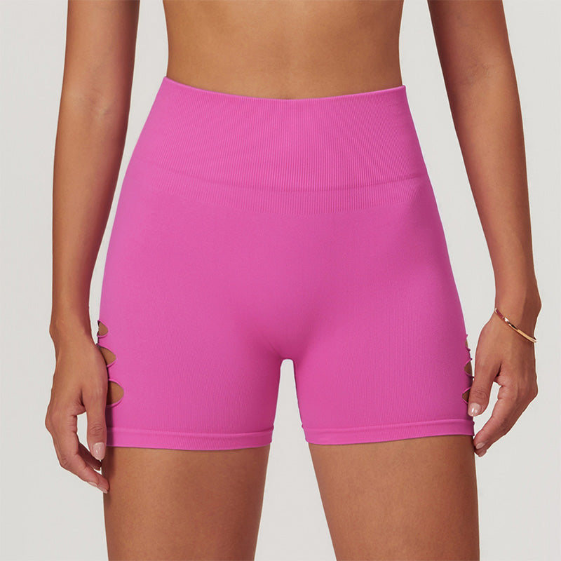 Ultra-Soft Seamless High Waist Ripped Hole Shorts