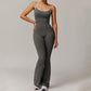 Hollow back yoga suit hip-lifting pleated flared jumpsuit